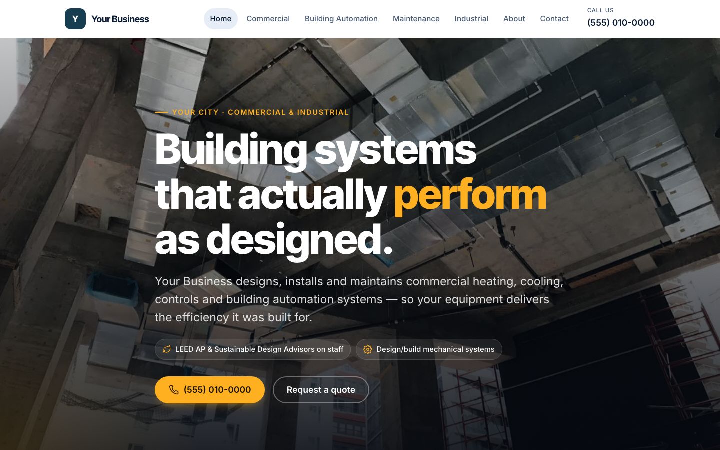 Website rebuild for a commercial HVAC contractor
