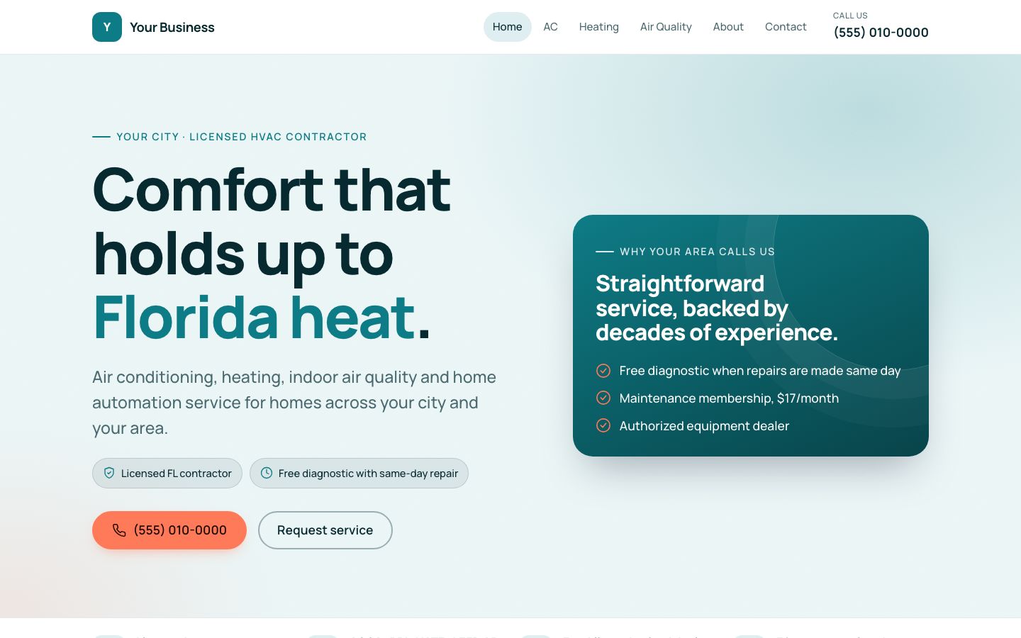 Website rebuild for a residential hvac contractor in North Central Florida