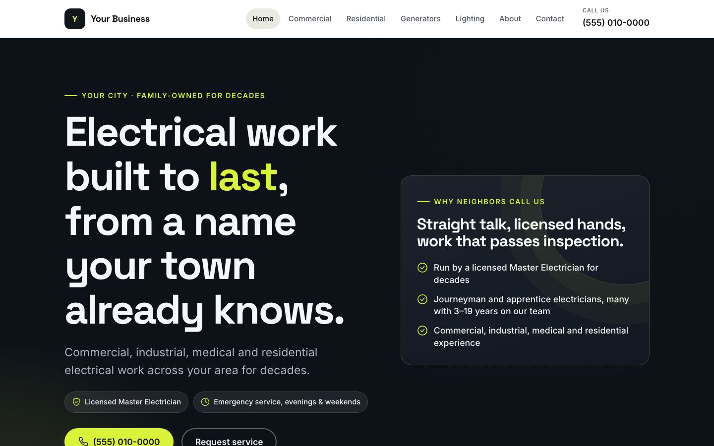 Website rebuild for a electrical contractor in North Texas